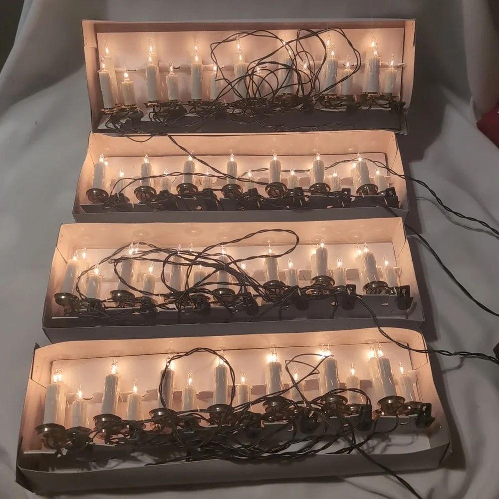 4x Vintage Christmas Mainstreet Dripping Candle Clusters Christmas Tree Lights
